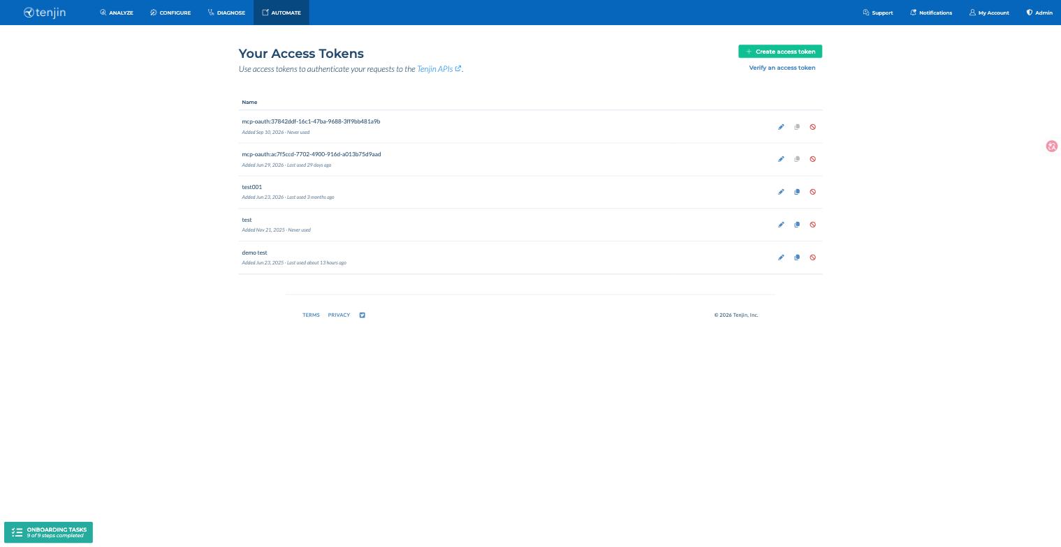 Your Access Tokens page